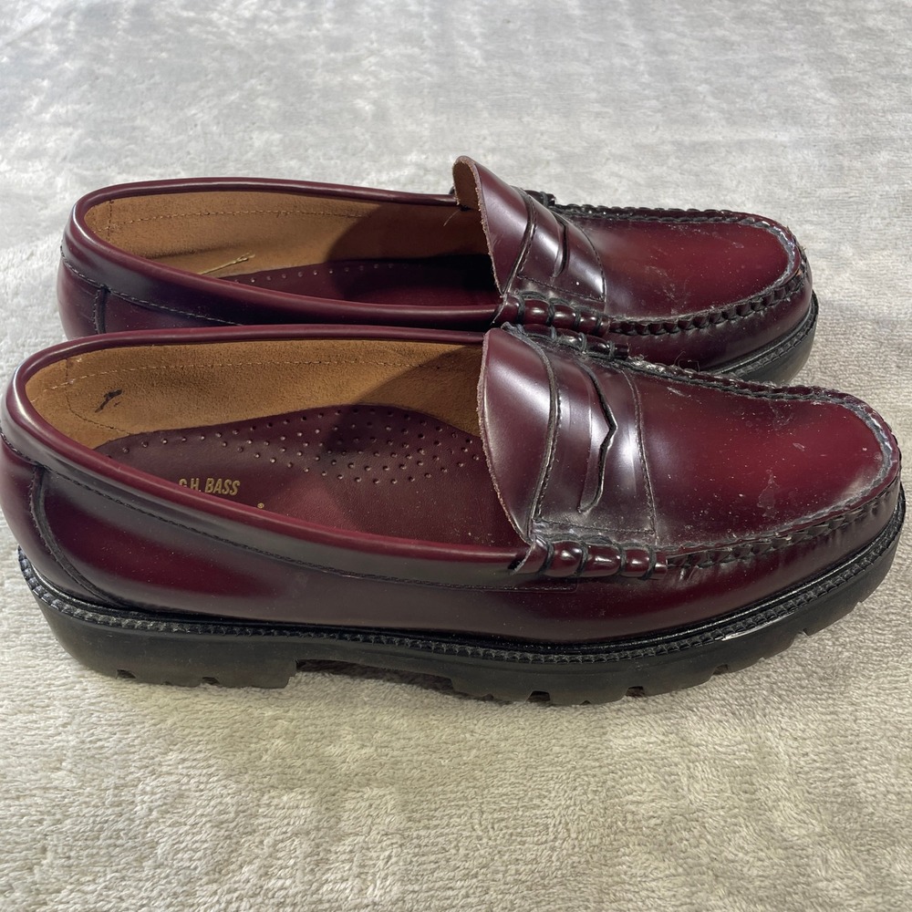 GH Bass Weejuns Larson Super Lug Penny Loafers Mens 11 Burgundy Extralight